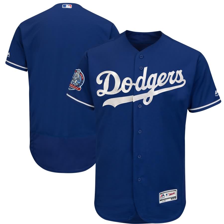 Los Angeles Dodgers Majestic 60th Anniversary Alternate On-Field Patch Flex Base Team Jersey - Royal