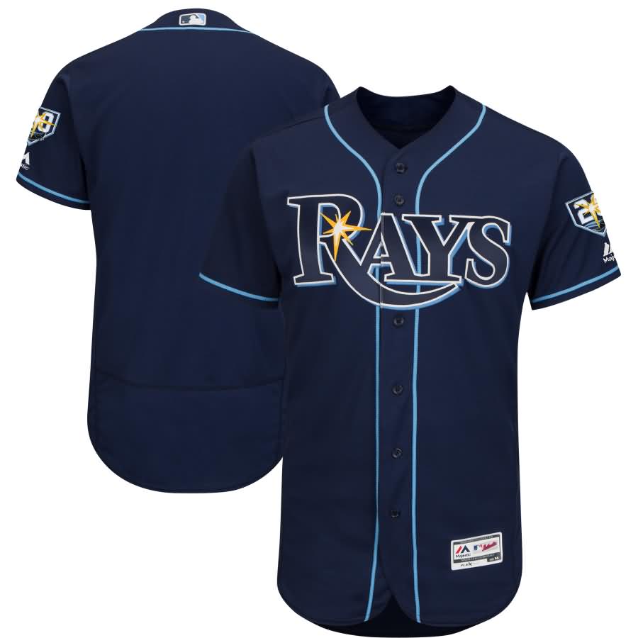 Tampa Bay Rays Majestic 20th Anniversary Alternate On-Field Patch Flex Base Team Jersey - Navy