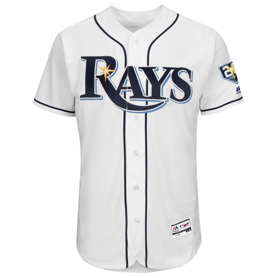 Tampa Bay Rays Majestic 20th Anniversary Home On-Field Patch Flex Base Team Jersey - White