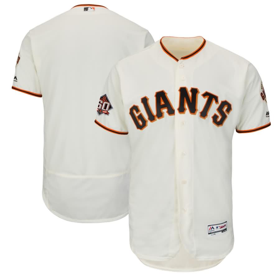 San Francisco Giants Majestic Home On-Field 60th Season Flex Base Team Jersey - Ivory