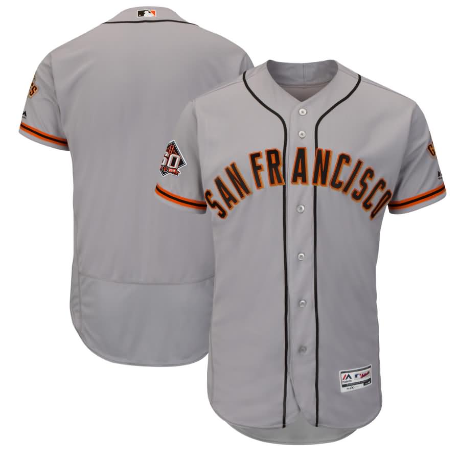 San Francisco Giants Majestic Road On-Field 60th Season Flex Base Team Jersey - Gray