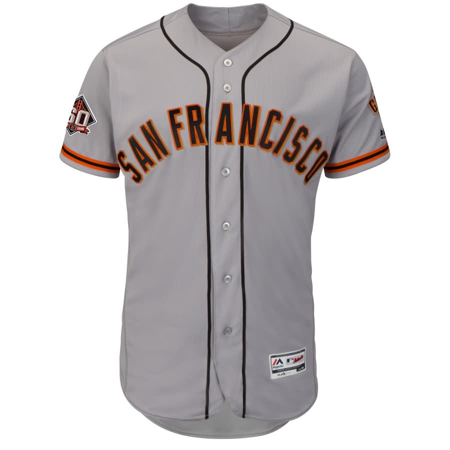 San Francisco Giants Majestic Road On-Field 60th Season Flex Base Team Jersey - Gray