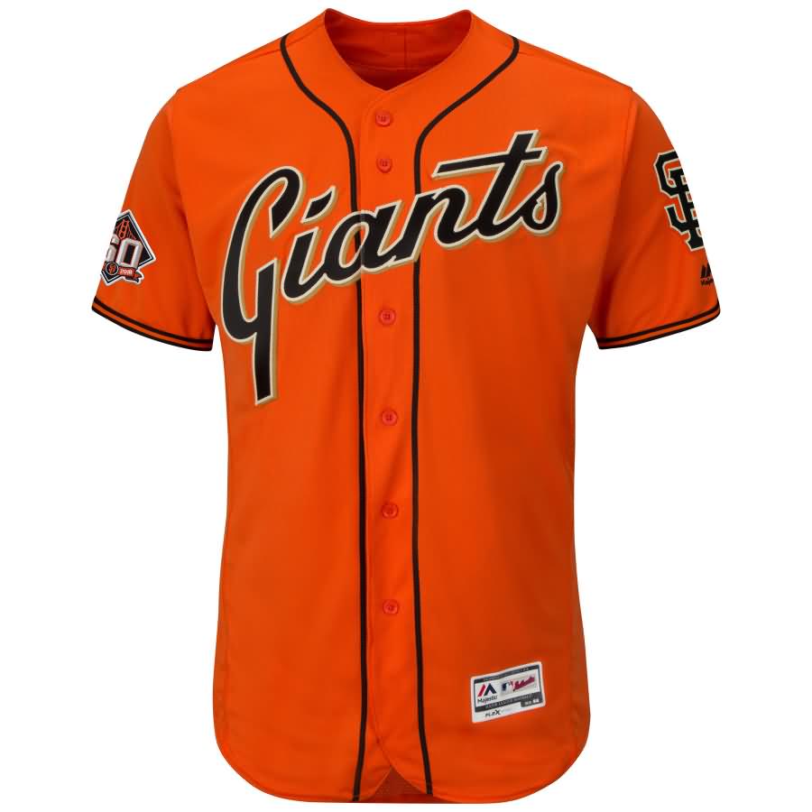 San Francisco Giants Majestic Alternate On-Field 60th Season Flex Base Team Jersey - Orange