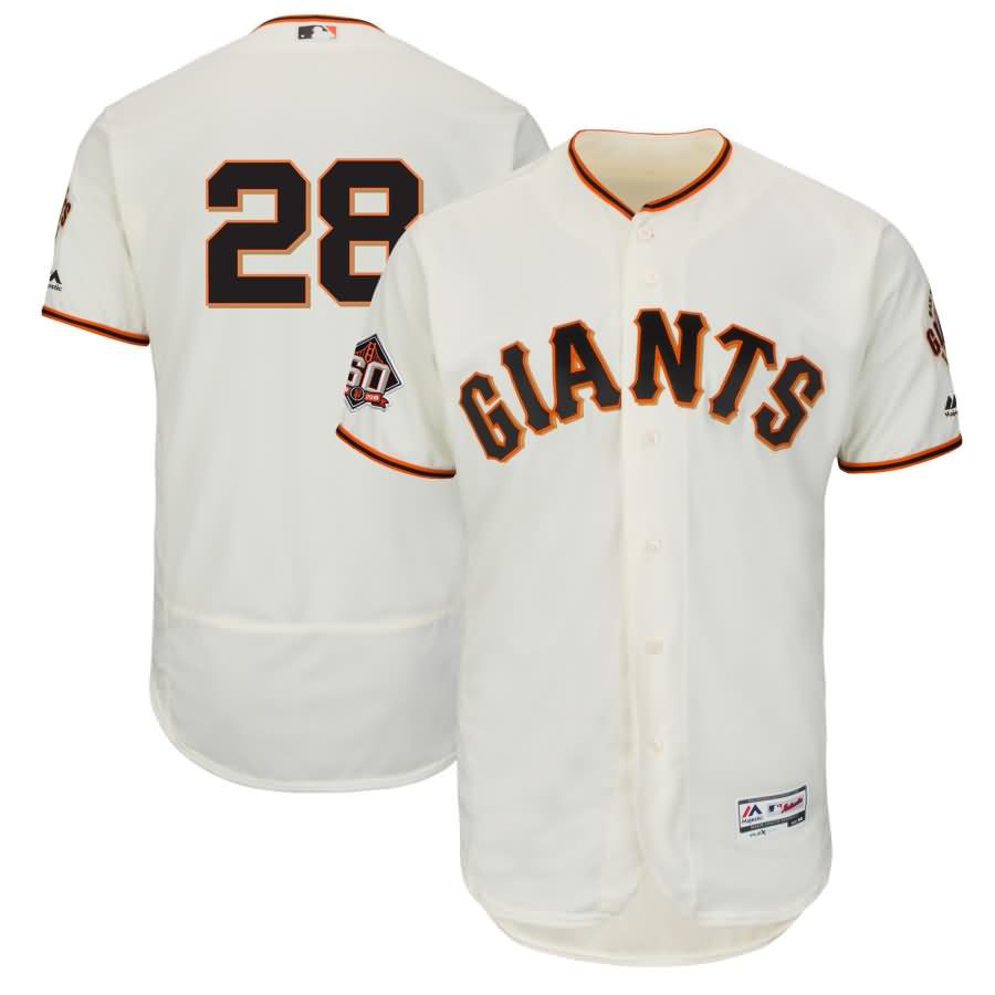 Buster Posey San Francisco Giants Majestic Home On-Field 60th Season Patch Flex Base Player Jersey - Ivory