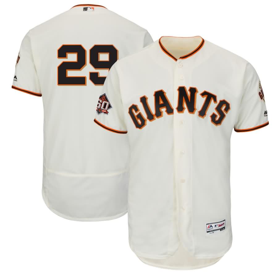 Jeff Samardzija San Francisco Giants Majestic Home On-Field 60th Season Patch Flex Base Player Jersey - Ivory