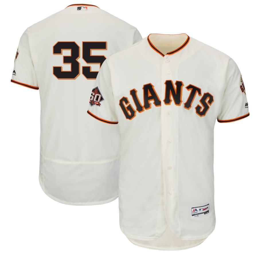 Brandon Crawford San Francisco Giants Majestic Home On-Field 60th Season Patch Flex Base Player Jersey - Ivory