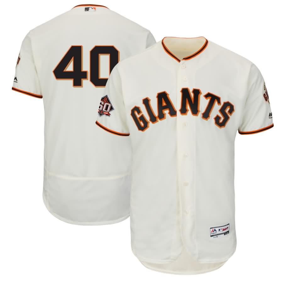 Madison Bumgarner San Francisco Giants Majestic Home On-Field 60th Season Patch Flex Base Player Jersey - Ivory