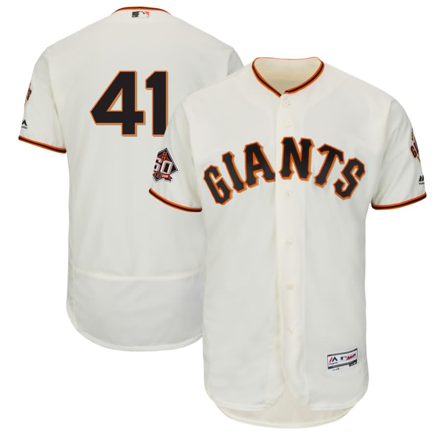 Mark Melancon San Francisco Giants Majestic Home On-Field 60th Season Patch Flex Base Player Jersey - Ivory