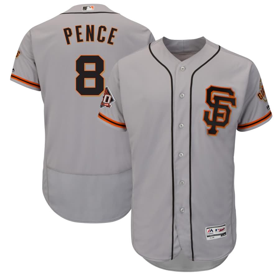 Hunter Pence San Francisco Giants Majestic Road Alternate On-Field 60th Season Patch Flex Base Player Jersey - Gray