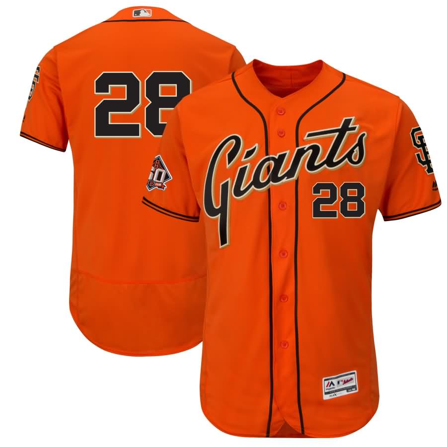 Buster Posey San Francisco Giants Majestic Alternate On-Field 60th Season Patch Flex Base Player Jersey - Orange