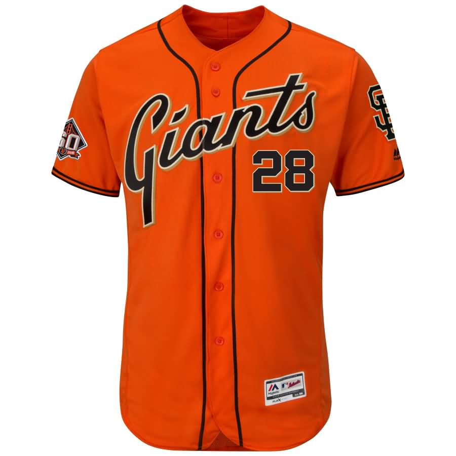 Buster Posey San Francisco Giants Majestic Alternate On-Field 60th Season Patch Flex Base Player Jersey - Orange