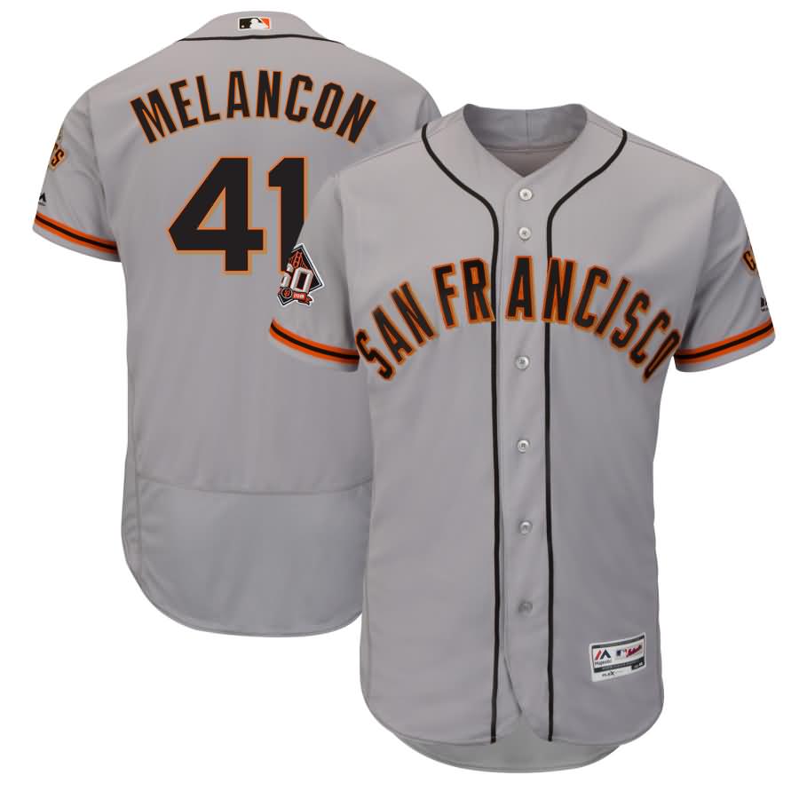 Mark Melancon San Francisco Giants Majestic Road On-Field 60th Season Patch Flex Base Player Jersey - Gray