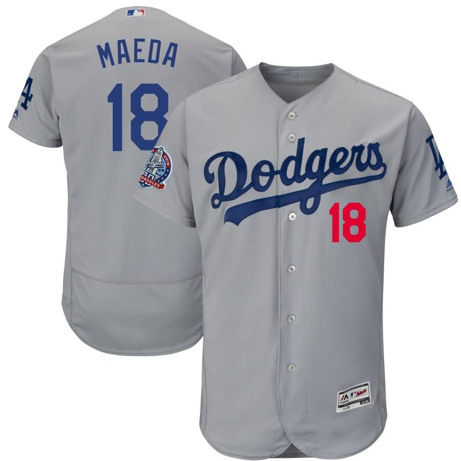 Kenta Maeda Los Angeles Dodgers Majestic 60th Anniversary Road Alternate On-Field Patch Flex Base Player Jersey - Gray