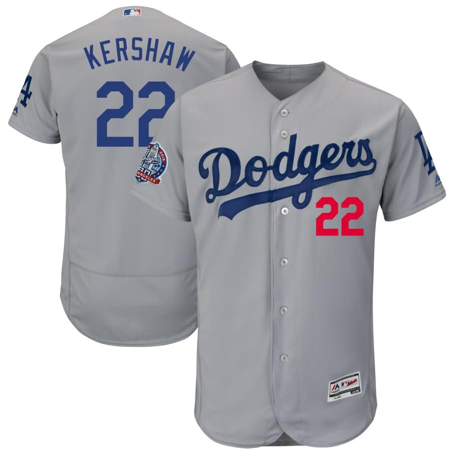 Clayton Kershaw Los Angeles Dodgers Majestic 60th Anniversary Road Alternate On-Field Patch Flex Base Player Jersey - Gray