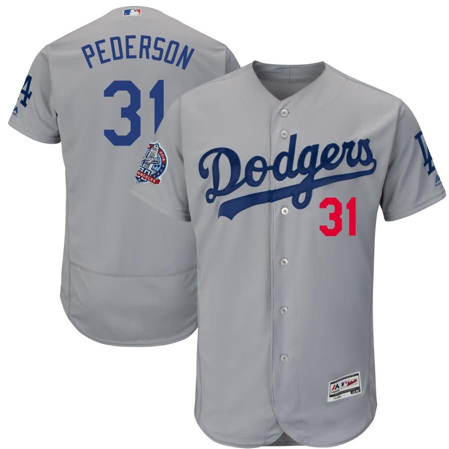 Joc Pederson Los Angeles Dodgers Majestic 60th Anniversary Road Alternate On-Field Patch Flex Base Player Jersey - Gray