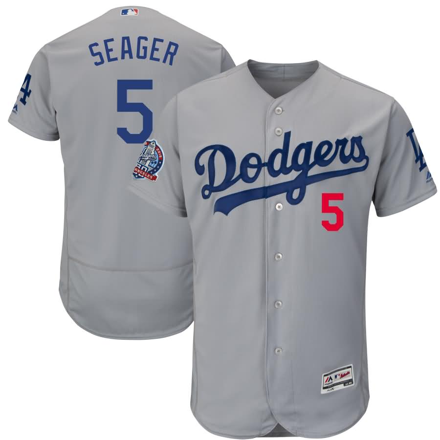 Corey Seager Los Angeles Dodgers Majestic 60th Anniversary Road Alternate On-Field Patch Flex Base Player Jersey - Gray