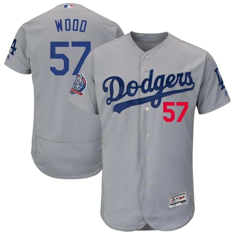 Alex Wood Los Angeles Dodgers Majestic 60th Anniversary Road Alternate On-Field Patch Flex Base Player Jersey - Gray