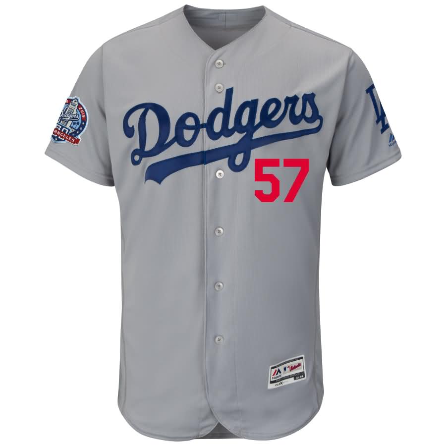 Alex Wood Los Angeles Dodgers Majestic 60th Anniversary Road Alternate On-Field Patch Flex Base Player Jersey - Gray