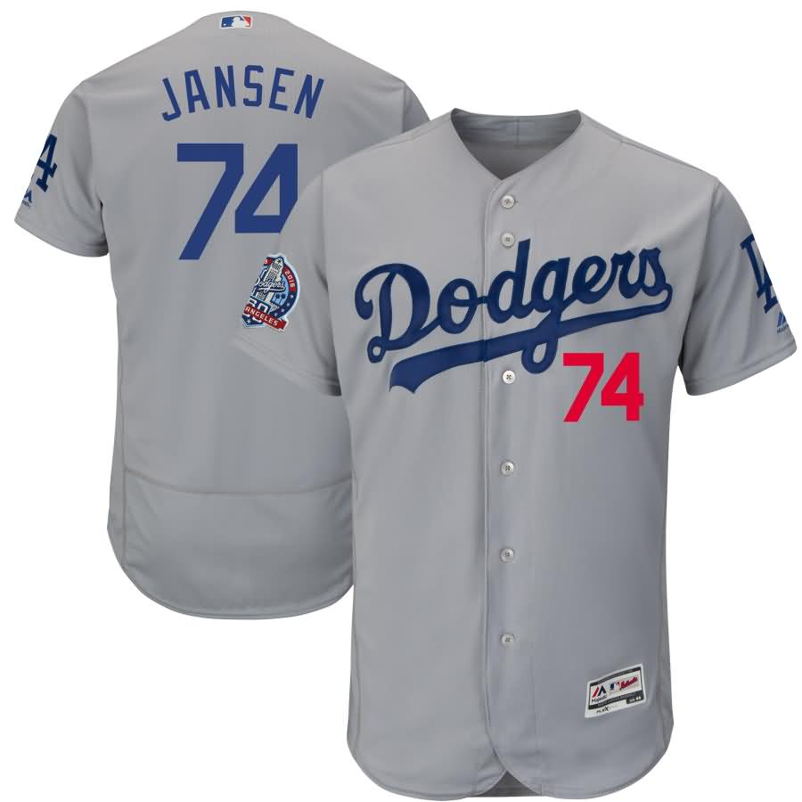 Kenley Jansen Los Angeles Dodgers Majestic 60th Anniversary Road Alternate On-Field Patch Flex Base Player Jersey - Gray