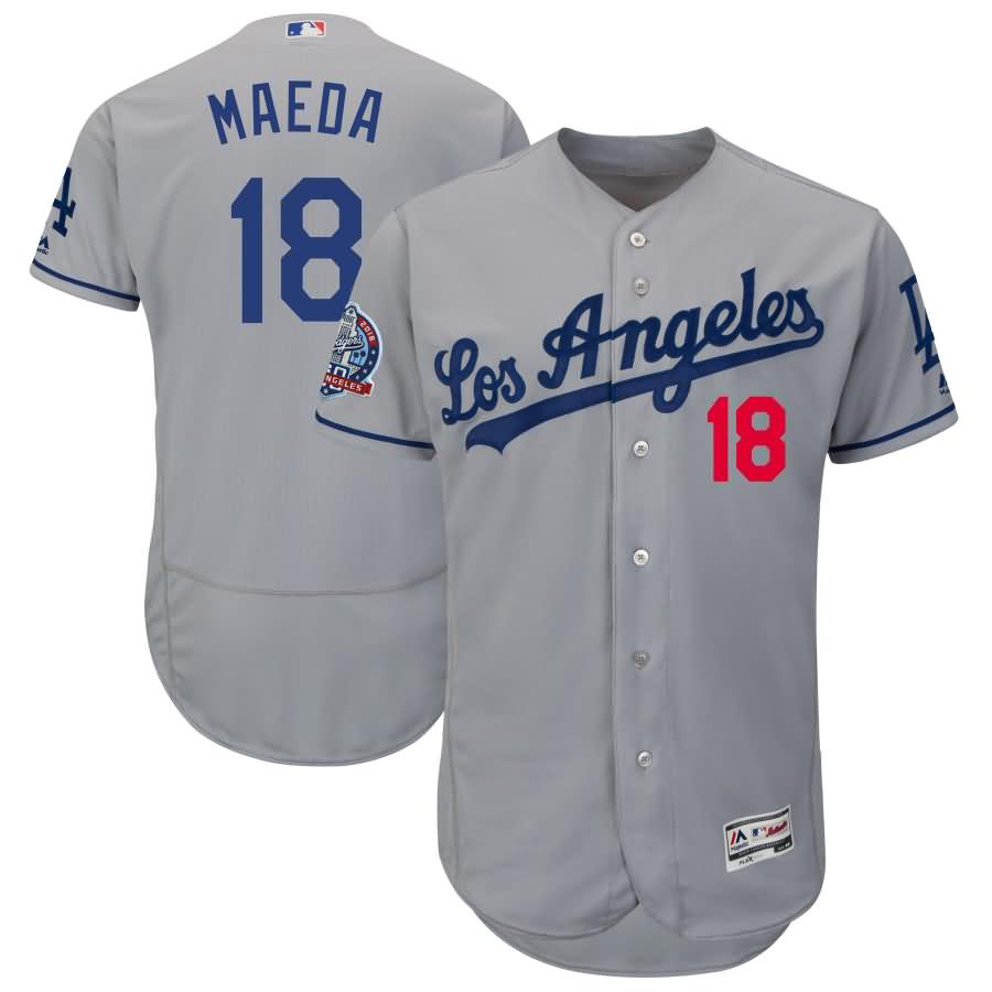 Kenta Maeda Los Angeles Dodgers Majestic 60th Anniversary Road On-Field Patch Flex Base Player Jersey - Gray