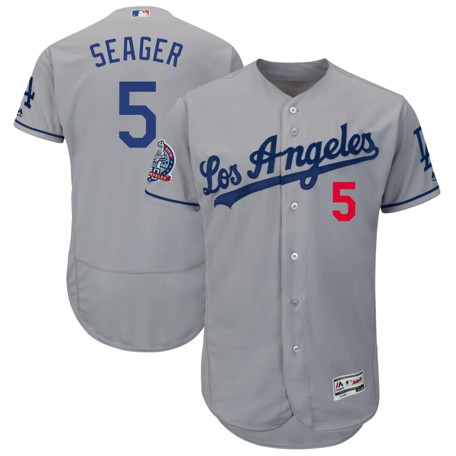 Corey Seager Los Angeles Dodgers Majestic 60th Anniversary Road On-Field Patch Flex Base Player Jersey - Gray