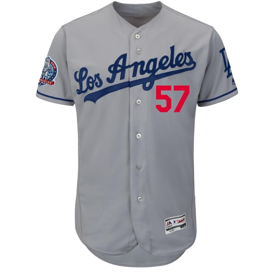 Alex Wood Los Angeles Dodgers Majestic 60th Anniversary Road On-Field Patch Flex Base Player Jersey - Gray