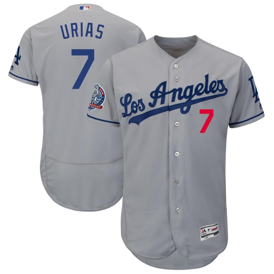 Julio Urias Los Angeles Dodgers Majestic 60th Anniversary Road On-Field Patch Flex Base Player Jersey - Gray