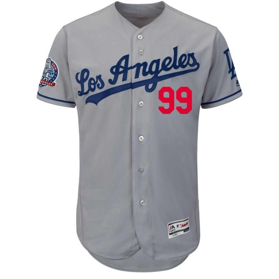 Hyun-Jin Ryu Los Angeles Dodgers Majestic 60th Anniversary Road On-Field Patch Flex Base Player Jersey - Gray