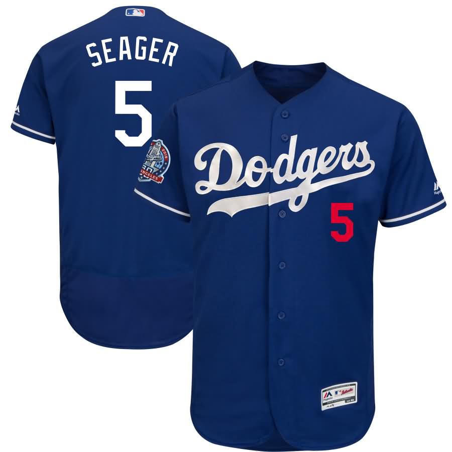 Corey Seager Los Angeles Dodgers Majestic 60th Anniversary Alternate On-Field Patch Flex Base Player Jersey - Royal