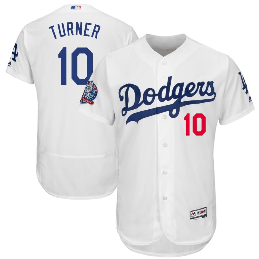 Justin Turner Los Angeles Dodgers Majestic 60th Anniversary Home On-Field Patch Flex Base Player Jersey - White