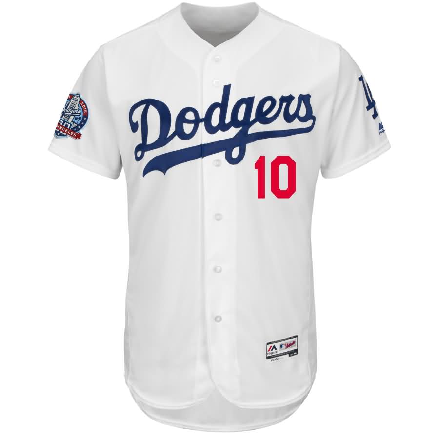 Justin Turner Los Angeles Dodgers Majestic 60th Anniversary Home On-Field Patch Flex Base Player Jersey - White