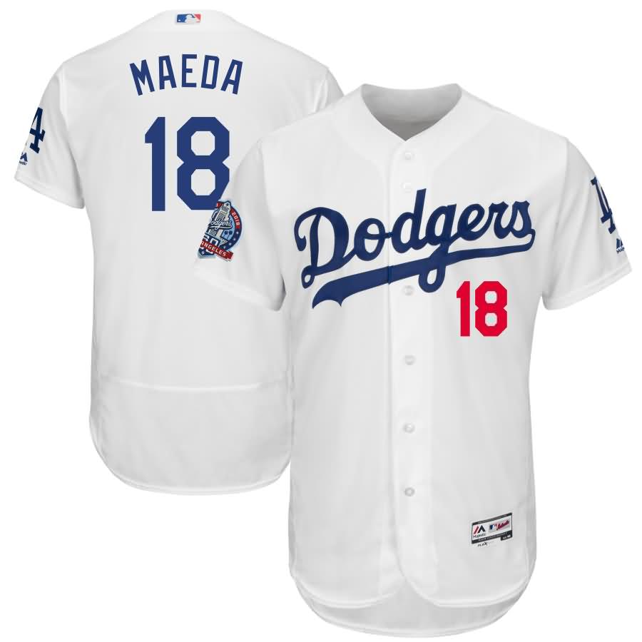 Kenta Maeda Los Angeles Dodgers Majestic 60th Anniversary Home On-Field Patch Flex Base Player Jersey - White