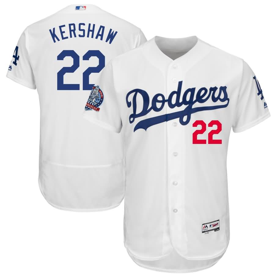 Clayton Kershaw Los Angeles Dodgers Majestic 60th Anniversary Home On-Field Patch Flex Base Player Jersey - White