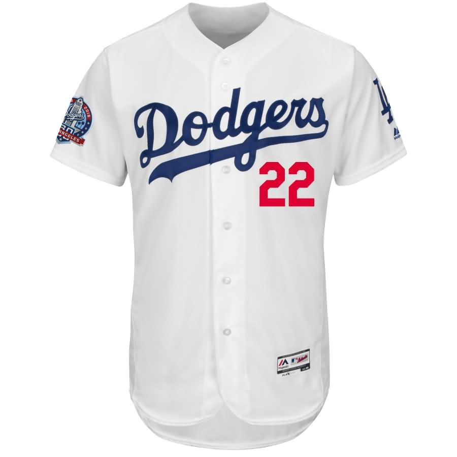 Clayton Kershaw Los Angeles Dodgers Majestic 60th Anniversary Home On-Field Patch Flex Base Player Jersey - White