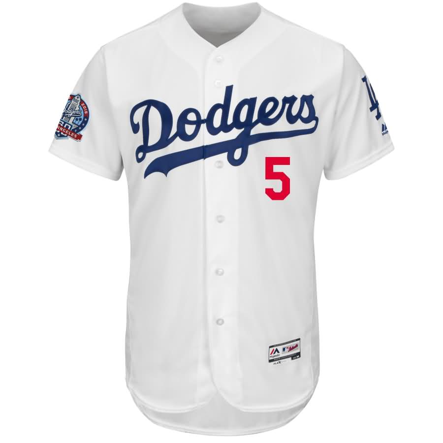 Corey Seager Los Angeles Dodgers Majestic 60th Anniversary Home On-Field Patch Flex Base Player Jersey - White