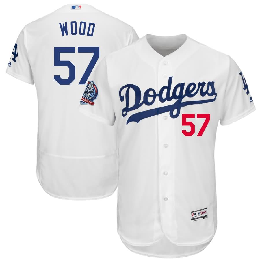 Alex Wood Los Angeles Dodgers Majestic 60th Anniversary Home On-Field Patch Flex Base Player Jersey - White