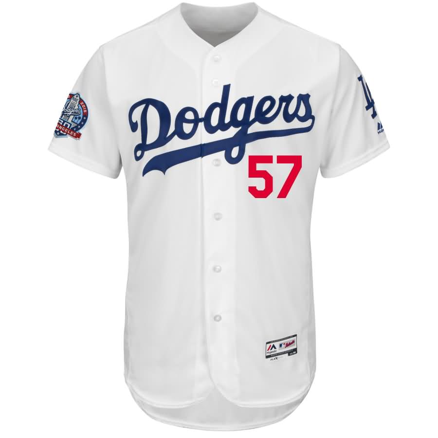 Alex Wood Los Angeles Dodgers Majestic 60th Anniversary Home On-Field Patch Flex Base Player Jersey - White