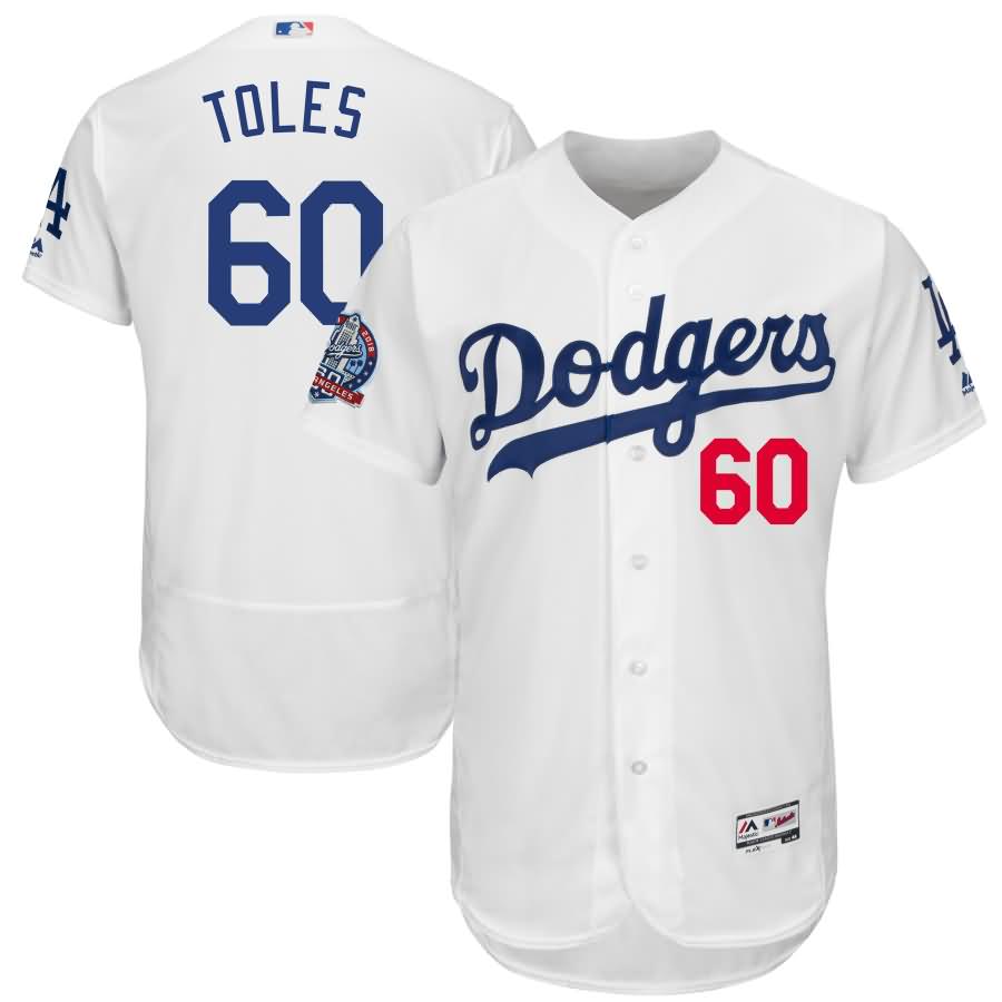 Andrew Toles Los Angeles Dodgers Majestic 60th Anniversary Home On-Field Patch Flex Base Player Jersey - White