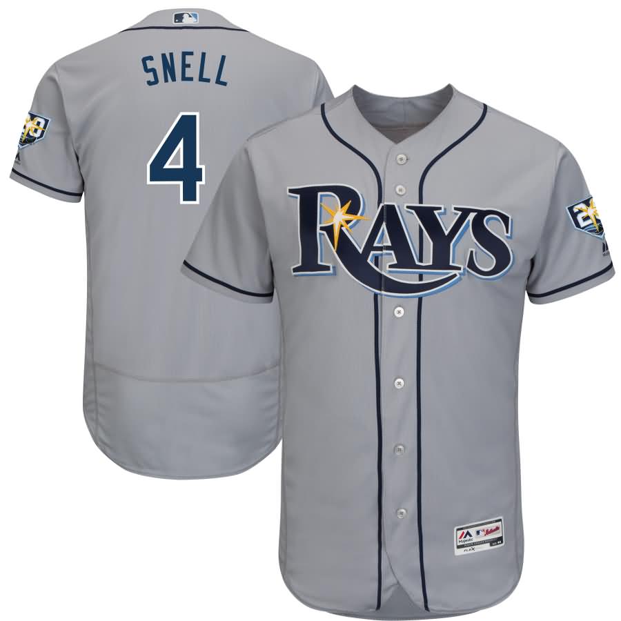 Blake Snell Tampa Bay Rays Majestic 20th Anniversary Road On-Field Patch Flex Base Player Jersey - Gray