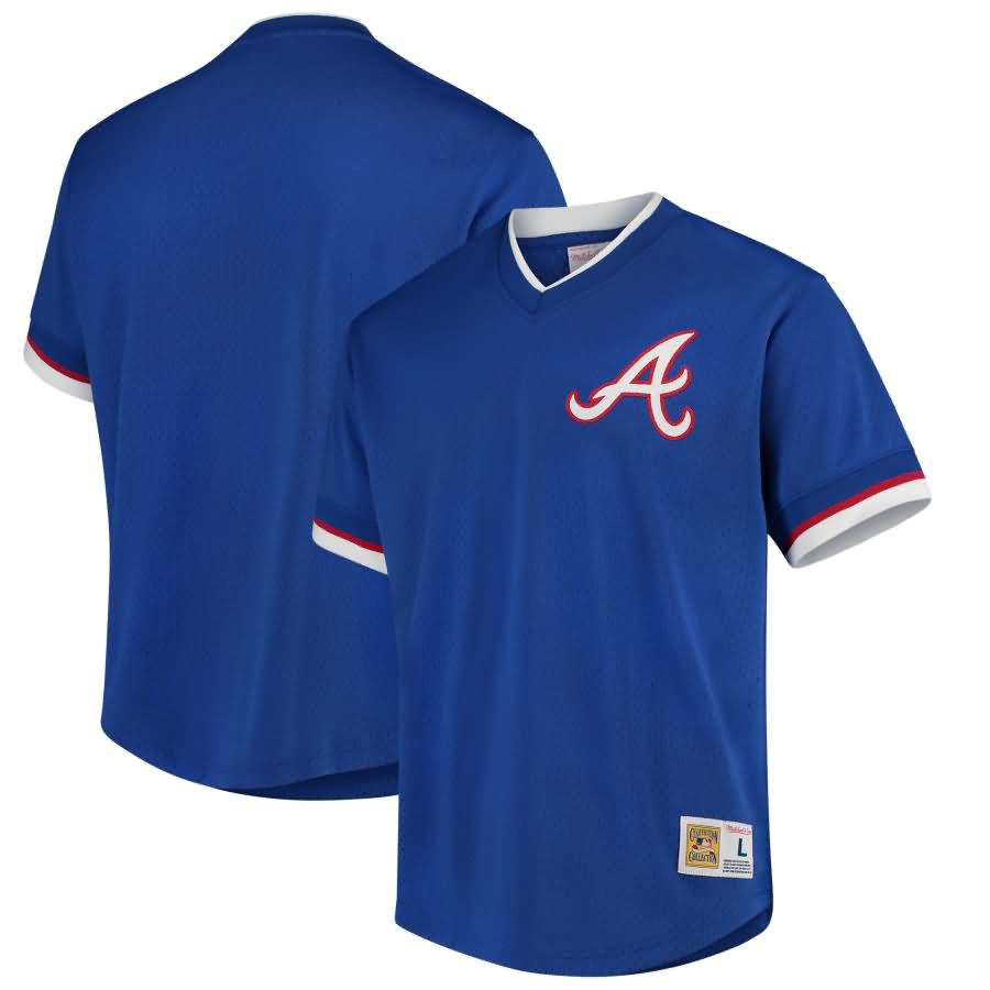 Atlanta Braves Mitchell & Ness Mesh V-Neck Jersey - Royal