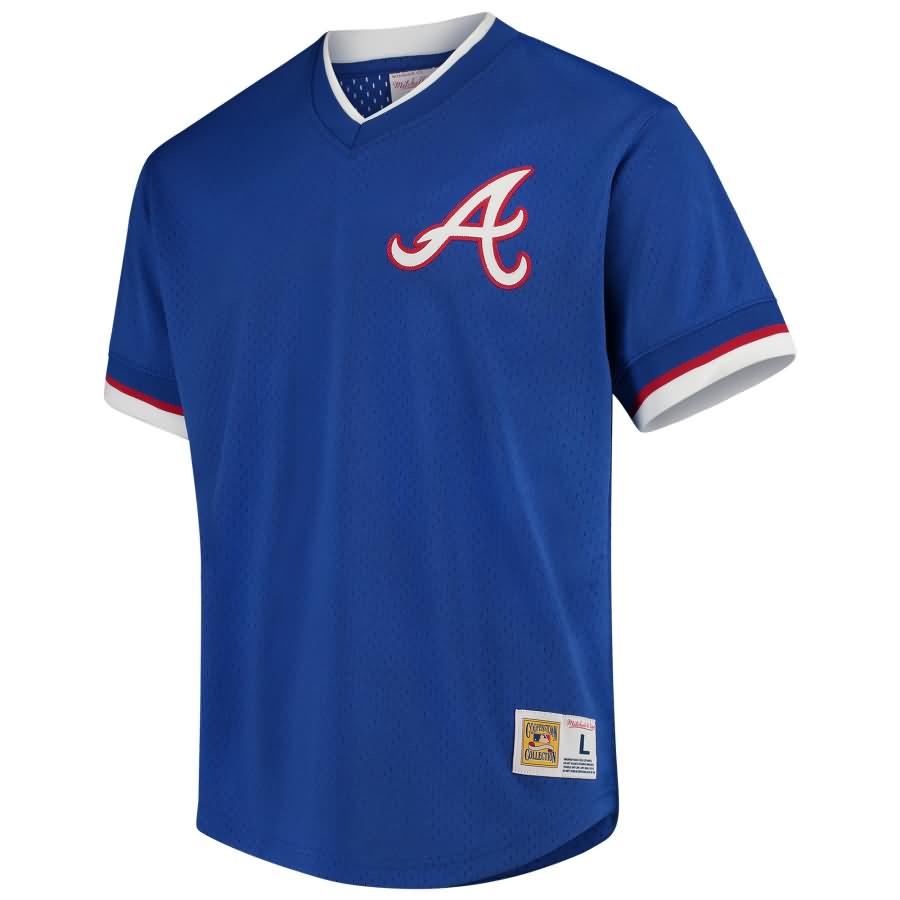 Atlanta Braves Mitchell & Ness Mesh V-Neck Jersey - Royal