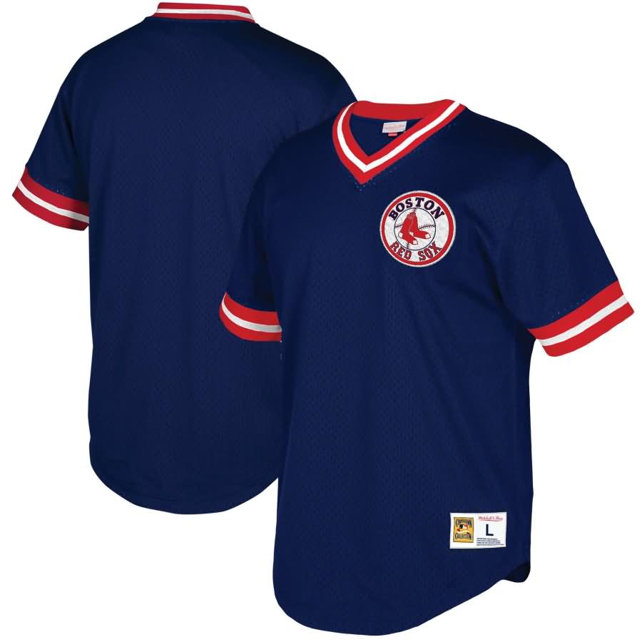 Boston Red Sox Mitchell & Ness Mesh V-Neck Jersey - Navy