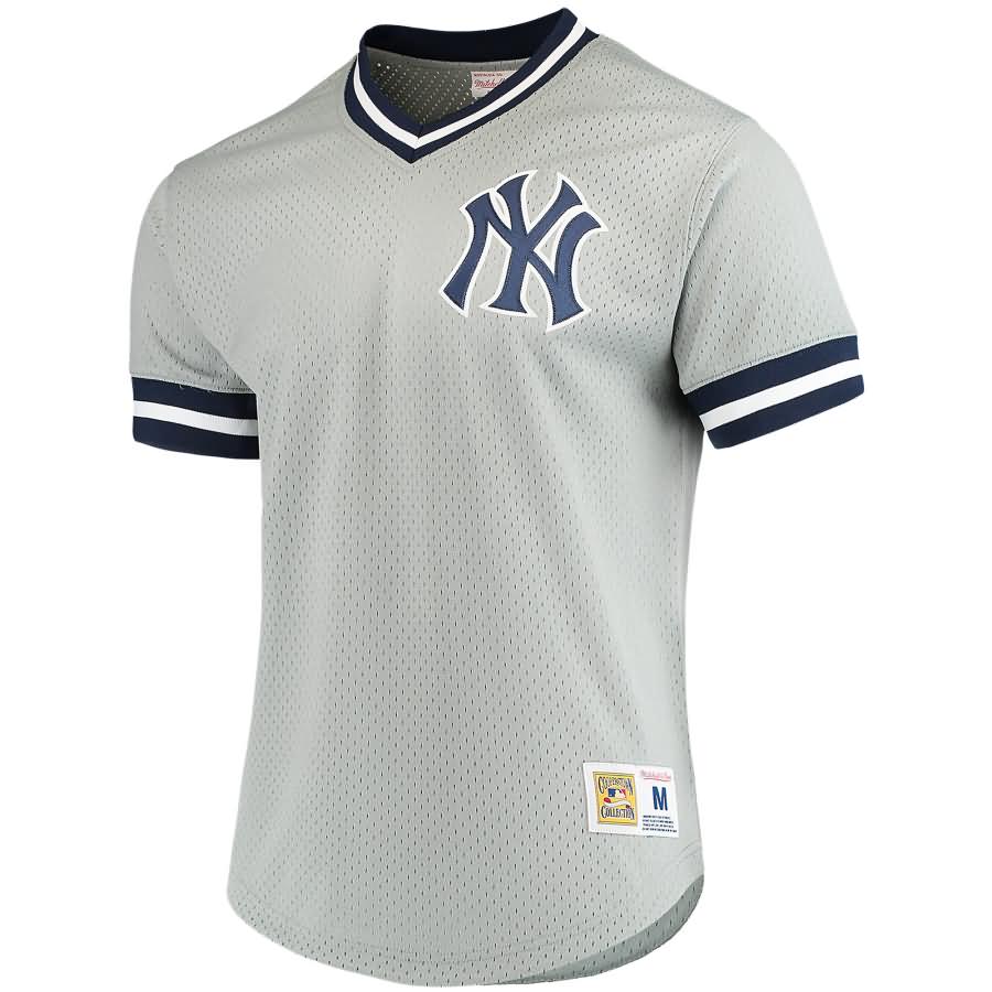 New York Yankees Mitchell & Ness Mesh V-Neck Jersey - Gray