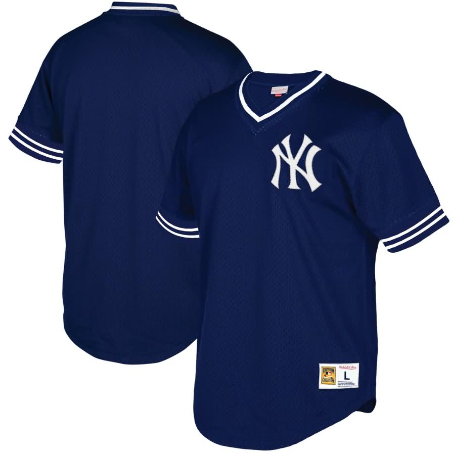 New York Yankees Mitchell & Ness Mesh V-Neck Jersey - Navy