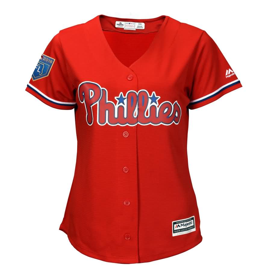 Rhys Hoskins Philadelphia Phillies Majestic Women's 2018 Spring Training Cool Base Player Jersey - Scarlet