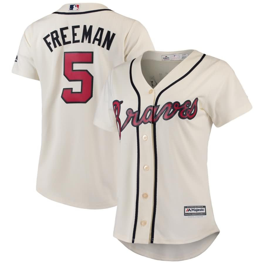 Freddie Freeman Atlanta Braves Majestic Women's Cool Base Replica Player Jersey - Cream