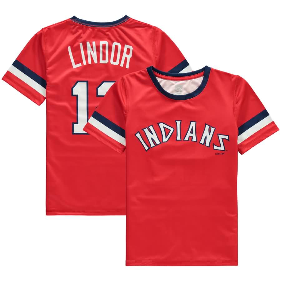 Francisco Lindor Cleveland Indians Youth Cooperstown Player Sublimated Jersey Top - Red