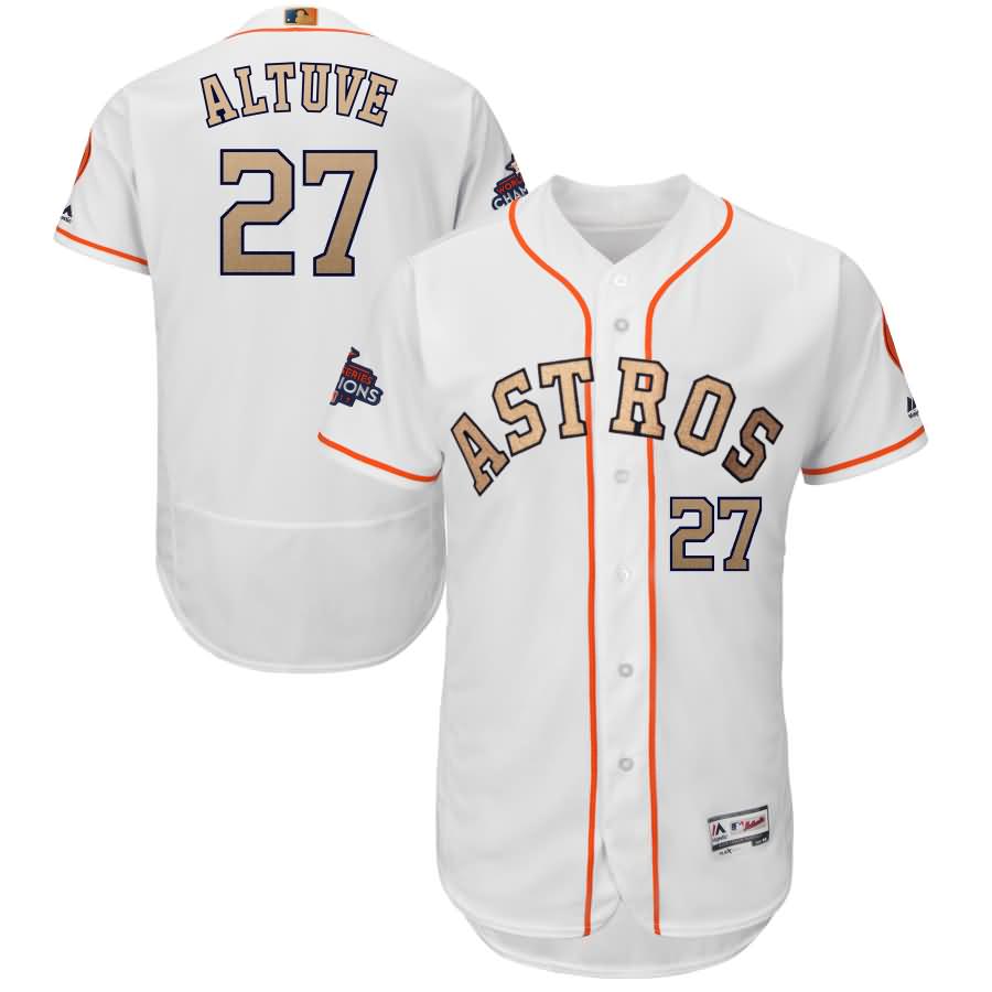 Jose Altuve Houston Astros Majestic 2018 Gold Program Flex Base Player Jersey - White