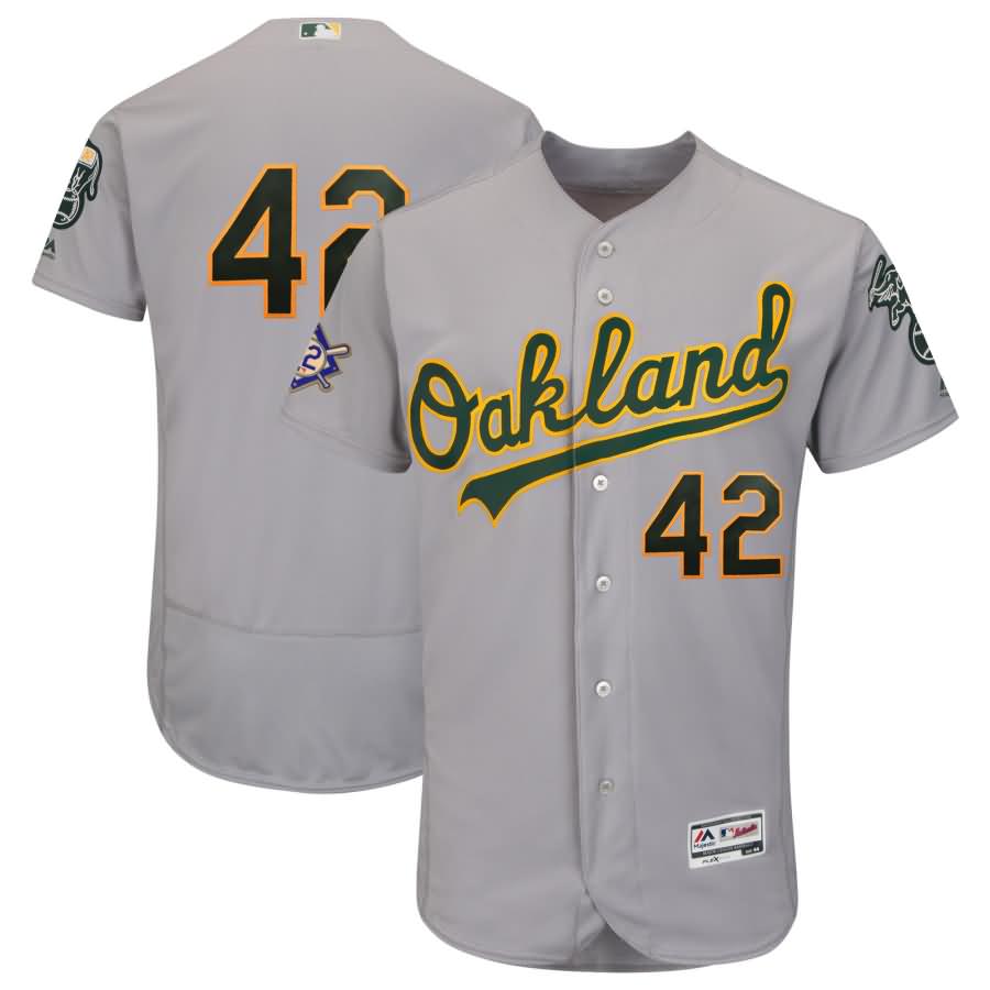 Oakland Athletics Majestic 2018 Jackie Robinson Day Authentic Flex Base Jersey - Gray