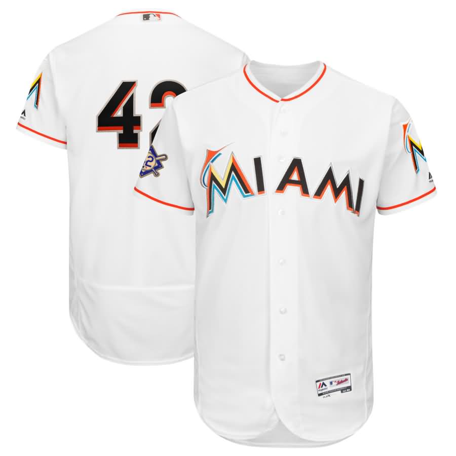 Miami Marlins Majestic 2018 Jackie Robinson Day Authentic Flex Base Jersey - White